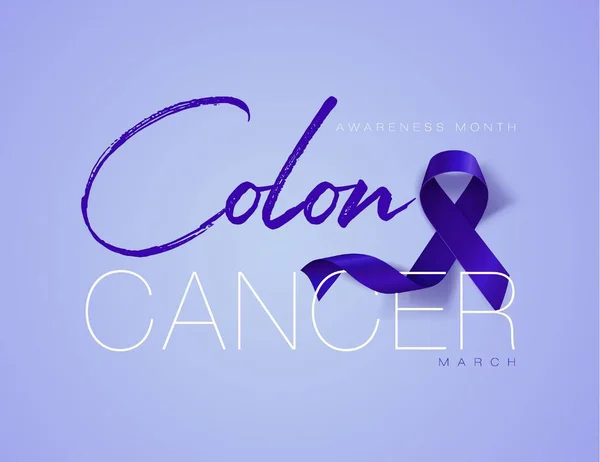 Colon Cancer Awareness Calligraphy Poster Design Ruban Réaliste Couleur Bleu — Image vectorielle