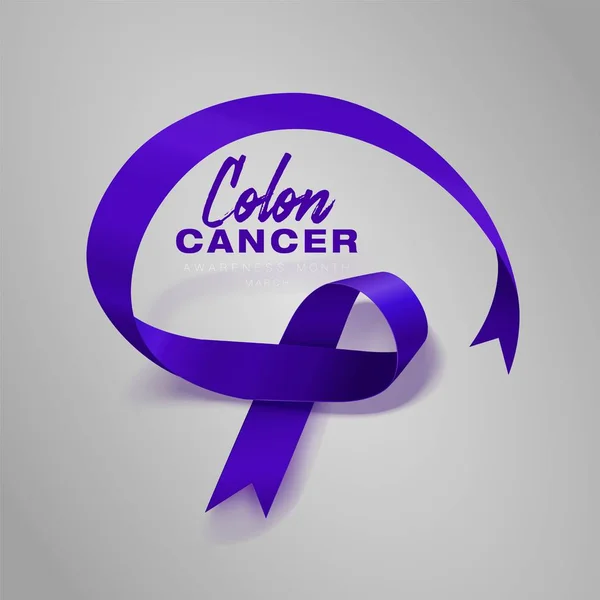 Colon Cancer Awareness Calligraphy Poster Design Cinta Realista Color Azul — Vector de stock