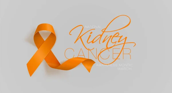 Национальный месяц по борьбе с раком почек. Лента оранжевого цвета на светлом фоне. Шаблон векторного дизайна для плаката . — стоковый вектор