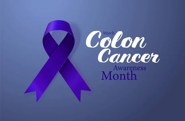 Colon Cancer Awareness Calligraphy Poster Design Cinta Realista Color Azul — Vector de stock