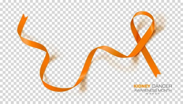 Mois National Sensibilisation Cancer Rein Ruban Couleur Orange Isolé Sur — Image vectorielle