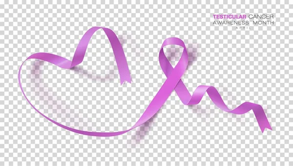 Testicular Cancer Awareness Month Orchid Color Ribbon Isolated Transparent Background — Stock Vector