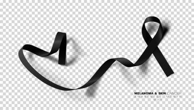Melanom ve cilt kanseri duyarlılığı ayı. Siyah renkli şerit üzerinde şeffaf arka plan izole. Poster için vektör tasarım şablonu.