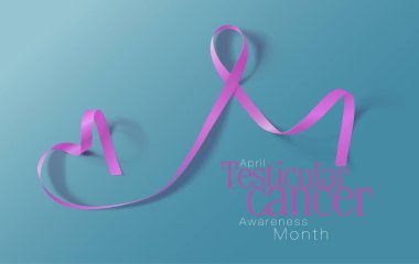 Testis Kanseri Bilinçlendirme hat afiş tasarımı. Gerçekçi orkide şerit. Nisan Kanser farkındalık ay dır. Vektör