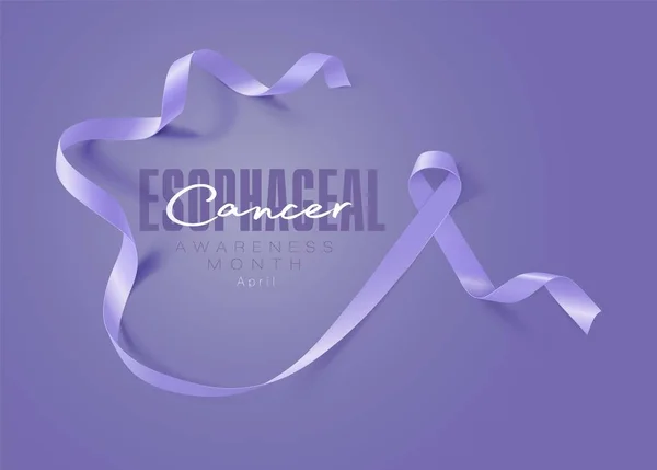 Conciencia del cáncer de esófago Caligrafía Diseño de póster. Cinta Periwinkle realista. Abril es el Mes de la Conciencia del Cáncer. Vector — Vector de stock