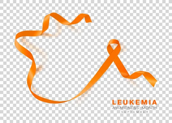 Mes de conciencia de la leucemia. Cinta de color naranja aislada sobre fondo transparente. Plantilla de diseño vectorial para póster . — Vector de stock