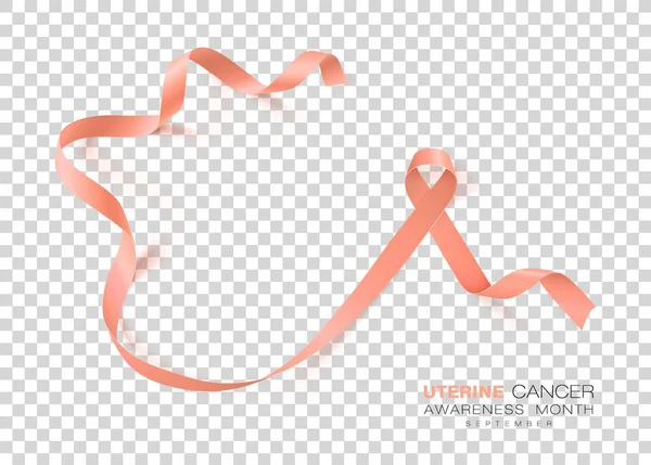 Mes de la conciencia del cáncer uterino. Cinta de color melocotón aislada sobre fondo transparente. Plantilla de diseño vectorial para póster . — Vector de stock