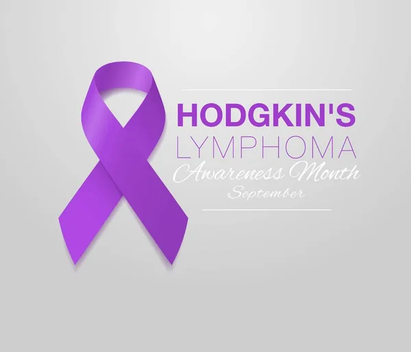 Hodgkins Lymphome Sensibilisation Calligraphie Poster Design. Ruban violet réaliste. Septembre est le Mois de la sensibilisation au cancer. Vecteur — Image vectorielle