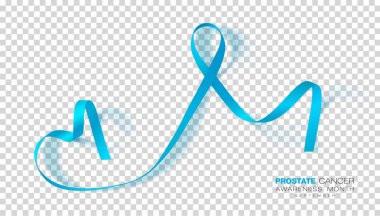 Prostate Cancer Awareness Month. Light Blue Color Ribbon Isolated On Transparent Background. Vector Design Template For Poster. clipart