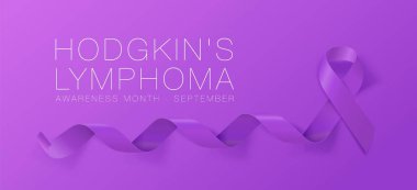Hodgkin Lenfoma farkındalık hat afiş tasarımı. Gerçekçi mor şerit. Eylül kanser farkındalık ay arasındadır. Vektör