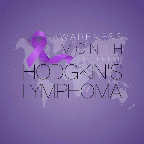 Hodgkin 's Lymphoma Awareness Calligraphy Poster Design. Cinta Violeta Realista. Septiembre es el Mes de la Conciencia del Cáncer. Vector — Vector de stock