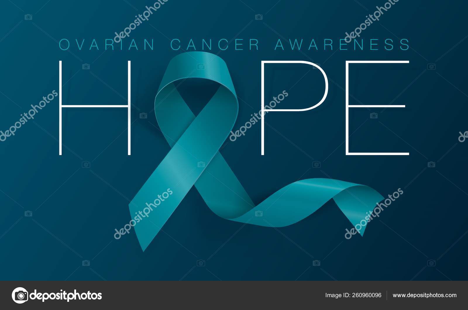 Hope. Ovarian Cancer Awareness Calligraphy Poster Design. Realistic