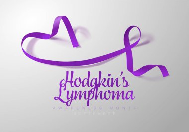 Hodgkin Lenfoma farkındalık hat afiş tasarımı. Gerçekçi mor şerit. Eylül kanser farkındalık ay arasındadır. Vektör
