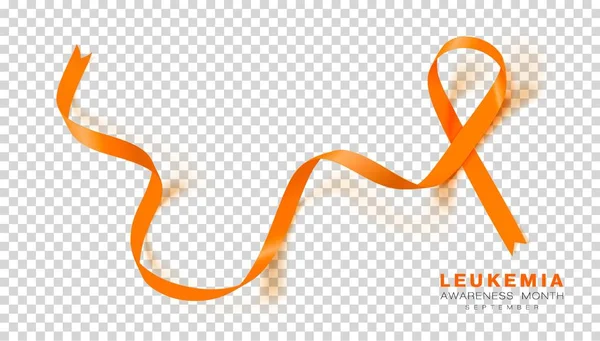 Leukémii povědomí měsíc. Stuha oranžová barva izolované na průhledné pozadí. Šablona návrhu vektor pro plakát. — Stockový vektor