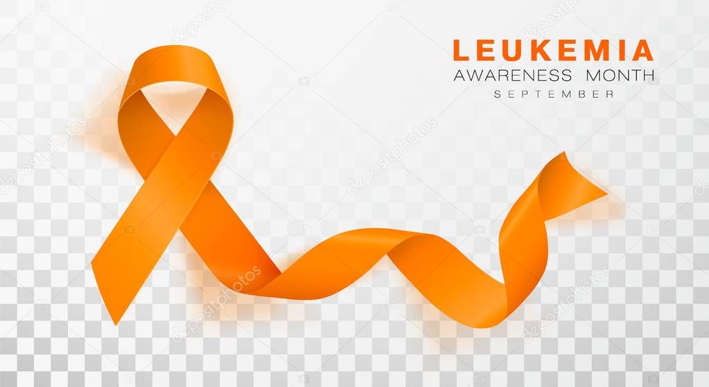 Leukemia Awareness Month. Orange Color Ribbon Isolated On Transparent Background. Vector Design Template For Poster.