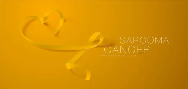 Sarcome et sensibilisation au cancer des os Calligraphie Poster Design. Ruban jaune réaliste. Juillet est le Mois de la sensibilisation au cancer. Vecteur — Image vectorielle