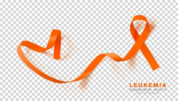 Mes de conciencia de la leucemia. Cinta de color naranja aislada sobre fondo transparente. Plantilla de diseño vectorial para póster . — Vector de stock