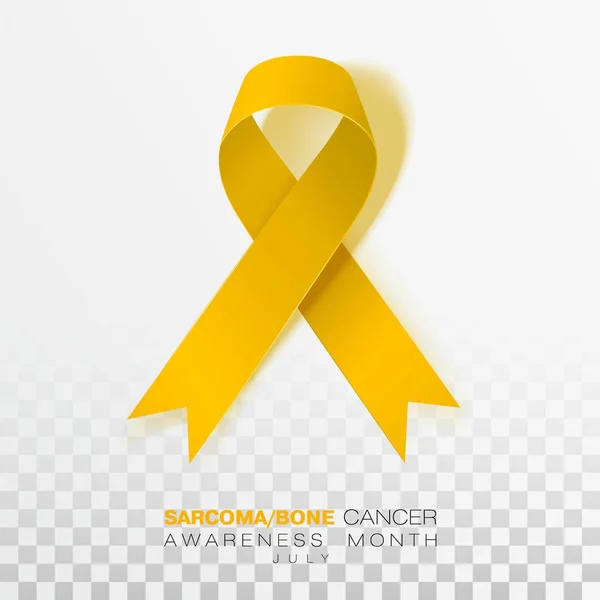 Semaine de sensibilisation au sarcome et au cancer des os. Ruban de couleur jaune isolé sur fond transparent. Modèle de conception vectorielle pour affiche . — Image vectorielle