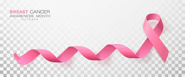 Meme Kanseri Farkındalık ay. Şeffaf arka planda Izole pembe renk şerit. Vektör tasarım şablonu poster Için.