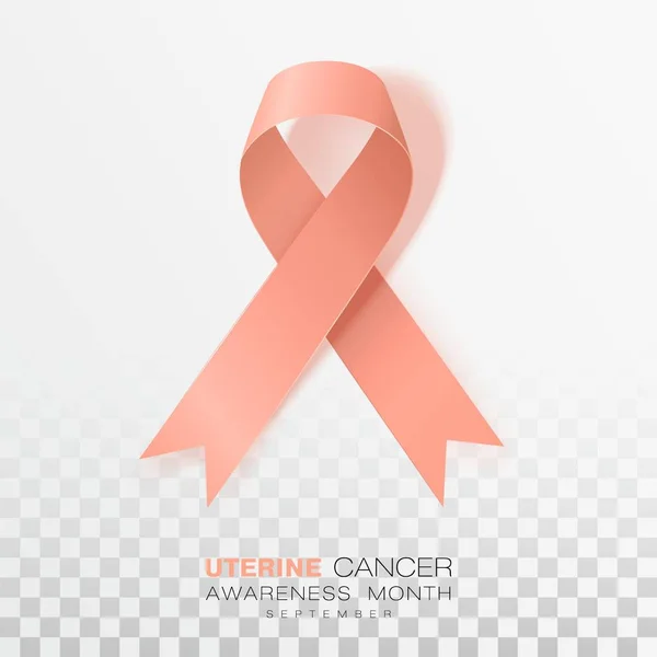 子宮がん啓発月間です。透明な背景に分離された桃の色のリボン。ポスターのためのベクトル デザイン テンプレート. — ストックベクタ