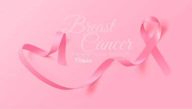 Meme kanseri farkındalık kaligrafi poster tasarımı. Gerçekçi pembe şerit. Ekim kanser Farkındalık ay olduğunu. Vektör Illustration