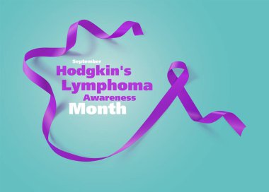 Hodgkins Lymphoma Awareness Calligraphy Poster Design. Realistic Violet Ribbon. September is Cancer Awareness Month. Vector clipart