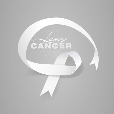 Akciğer kanseri farkındalık kaligrafi poster tasarım. Gerçekçi beyaz şerit. Kasım kanser Farkındalık ay olduğunu. Vektör Illustration