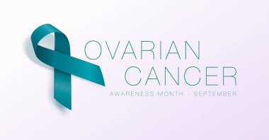 Yumurtalık kanseri bilinçlendirme hat afiş tasarımı. Gerçekçi yeşil şerit. Eylül kanser farkındalık ay arasındadır. Vektör