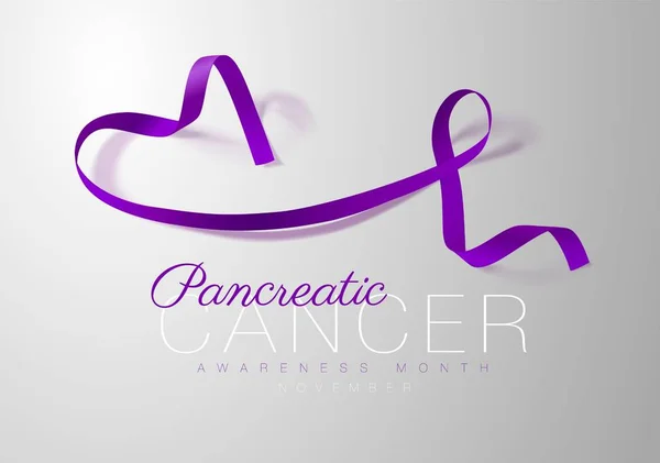 Pancreatic Cancer Awareness Calligraphy Poster Design. Ruban violet réaliste. Novembre est le Mois de la sensibilisation au cancer. Illustration vectorielle — Image vectorielle