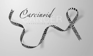 Karsinoid kanser farkındalık kaligrafi poster tasarımı. Gerçekçi Zebra şerit şerit. Kasım kanser Farkındalık ay olduğunu. Vektör