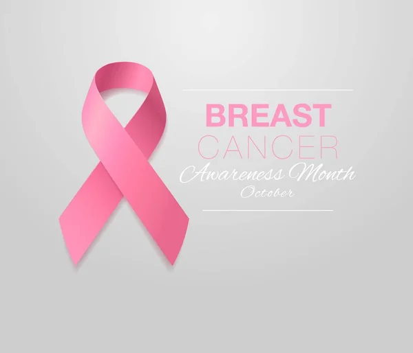 Conscientização sobre o Câncer de Mama Caligrafia Poster Design. Fita rosa realista. Outubro é mês de conscientização sobre o câncer. Ilustração vetorial —  Vetores de Stock