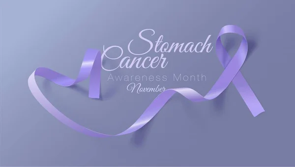 Stomach Cancer Awareness Calligraphy Poster Design. Realistic Periwinkle Ribbon. November is Cancer Awareness Month. Vector