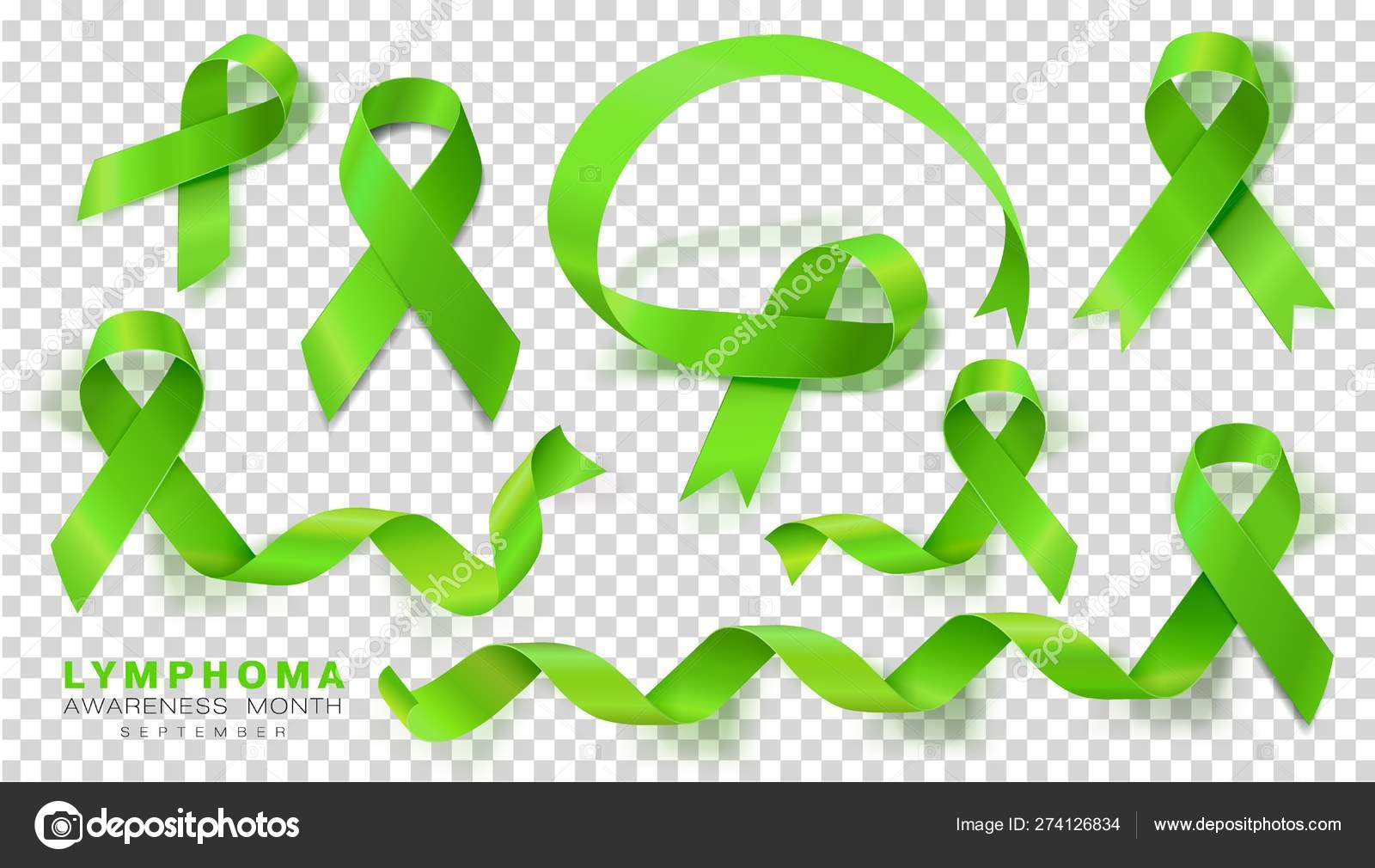 Realistic green ribbon medical symbol lymphoma Vector Image