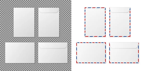 Конверт a4. Бумажные белые конверты для вертикального и горизонтального документа . — стоковый вектор