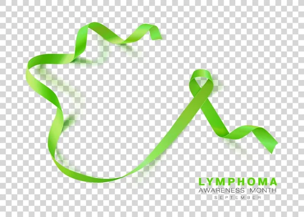 Mes de Concientización del Linfoma. Cinta de color verde lima aislada sobre fondo transparente. Plantilla de diseño vectorial para póster. Ilustración . — Vector de stock