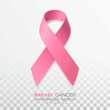 Meme Kanseri Farkındalık ay. Şeffaf arka planda Izole pembe renk şerit. Vektör tasarım şablonu poster Için.