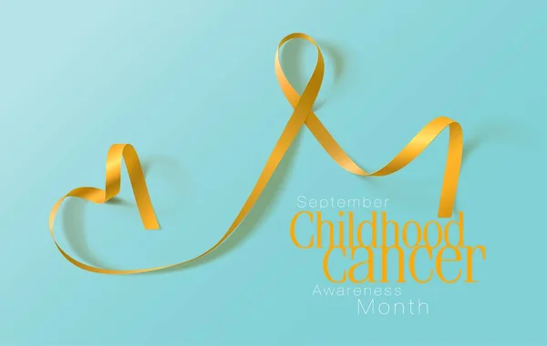 Kinderkrebs Bewusstsein Kalligraphie Plakatentwurf. Realistisches Goldband. September ist Krebsaufklärungsmonat. Vektor — Stockvektor
