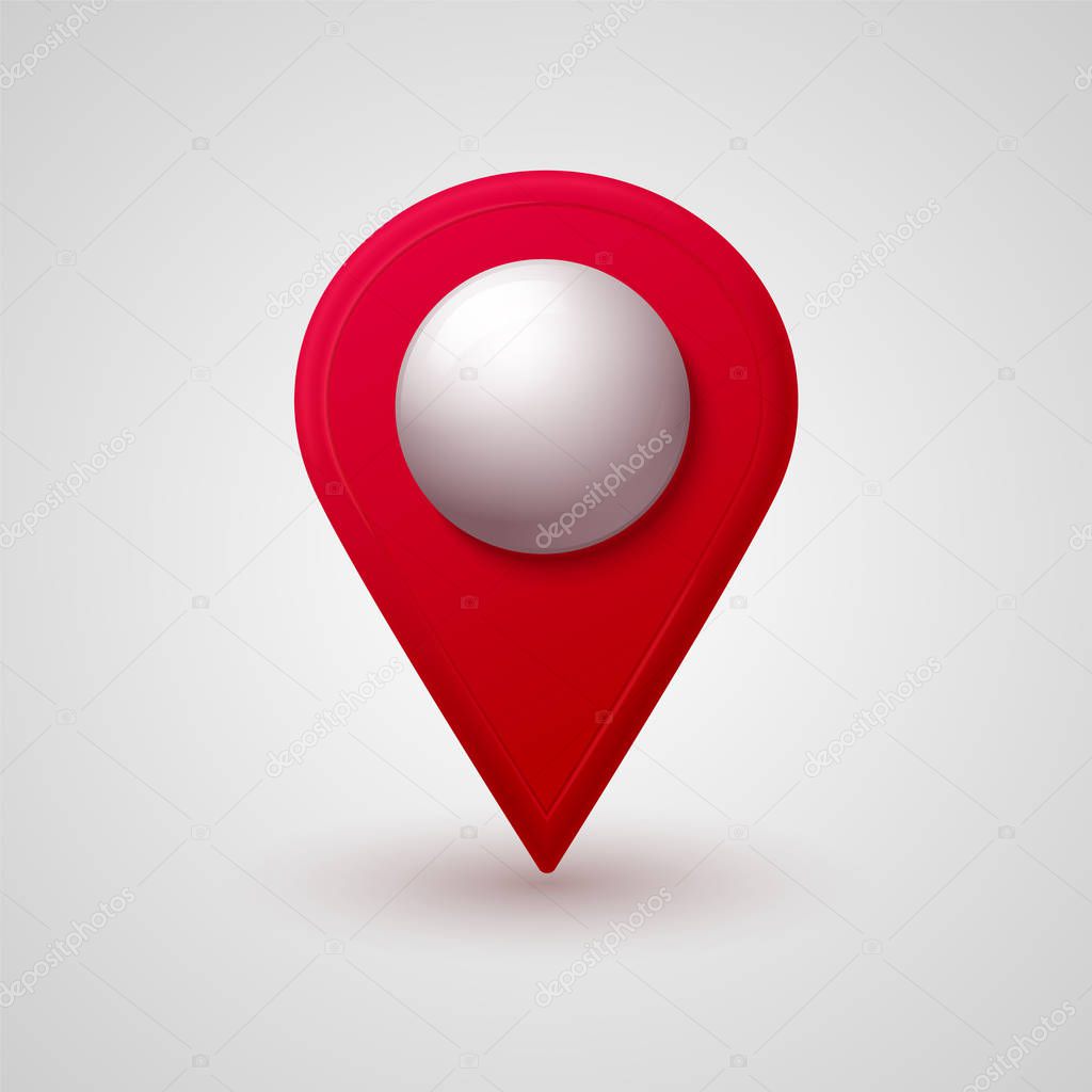 Map location pointer 3d pin with glowing glass bubble. Navigation icon for web, banner, logo or badge. Vector Illustration.