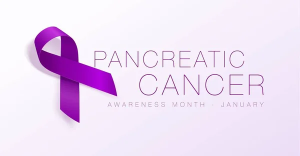 Pancreatic Cancer Awareness Calligraphy Poster Design. Ruban violet réaliste. Novembre est le Mois de la sensibilisation au cancer. Illustration vectorielle — Image vectorielle