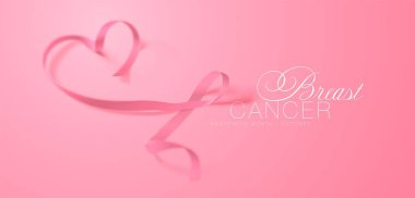 Meme kanseri farkındalık kaligrafi poster tasarımı. Gerçekçi pembe şerit. Ekim kanser Farkındalık ay olduğunu. Vektör Illustration