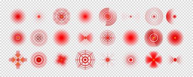 Acı kırmızı çember ya da yerelleştirme işareti, ağrıyan yer işareti, acının soyut sembolü