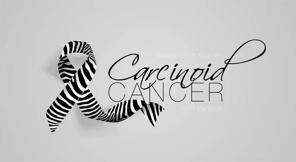 Carcinoïde kanker bewustzijn kalligrafie poster design. Realistische Zebra Stripe lint. November is de maand van kanker bewustzijn. Vector — Stockvector