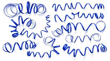 Beyaz arka planda gerçekçi koyu mavi şeritler ayarlayın. Vektör Illustration. Tebrik kartı, tatil, afiş, hediyeler ve vb için kullanılabilir.