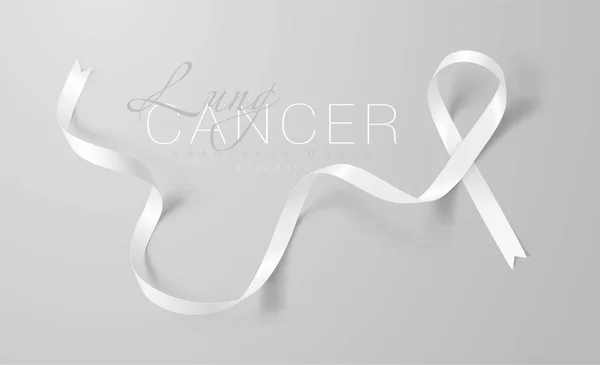 Diseño de póster de caligrafía de conciencia de cáncer de pulmón. Cinta blanca realista. Noviembre es el Mes de la Conciencia del Cáncer. Ilustración vectorial — Vector de stock