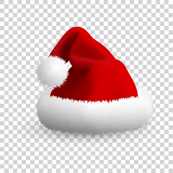 Шляпа Санта-Клауса изолирована на прозрачном фоне. Реалистичный вектор. 3-е место . — стоковый вектор
