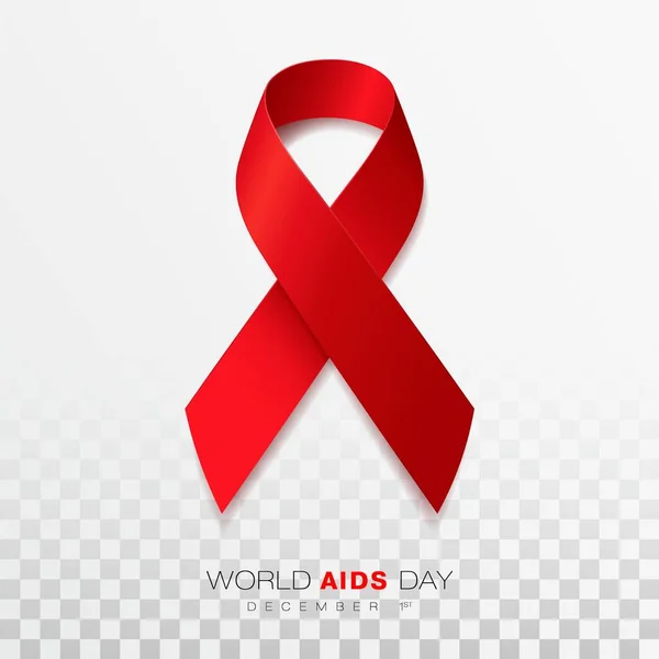 Dia Mundial da SIDA. Fita de cor vermelha isolada em fundo transparente. Modelo do projeto do vetor para o cartaz . —  Vetores de Stock