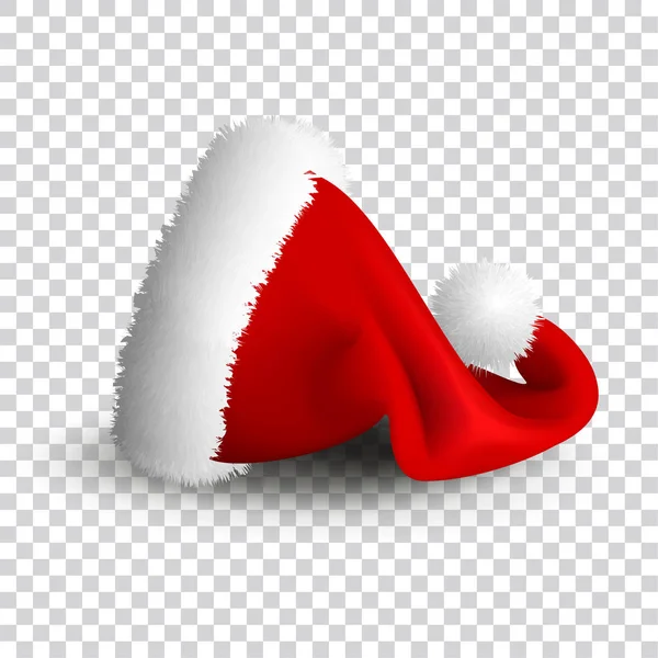 Sombrero de Santa Claus aislado sobre fondo transparente. Vector realista. Ilustración 3d . — Vector de stock