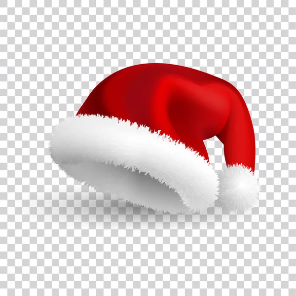 Weihnachtsmann Hut isoliert auf transparentem Hintergrund. Realistischer Vektor. 3D-Illustration. — Stockvektor