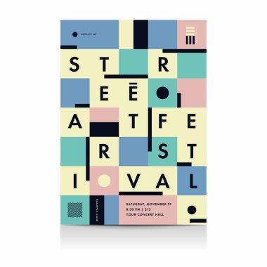 Tipografi ile Festivali Afiş düzeni. Vektör çizimler.