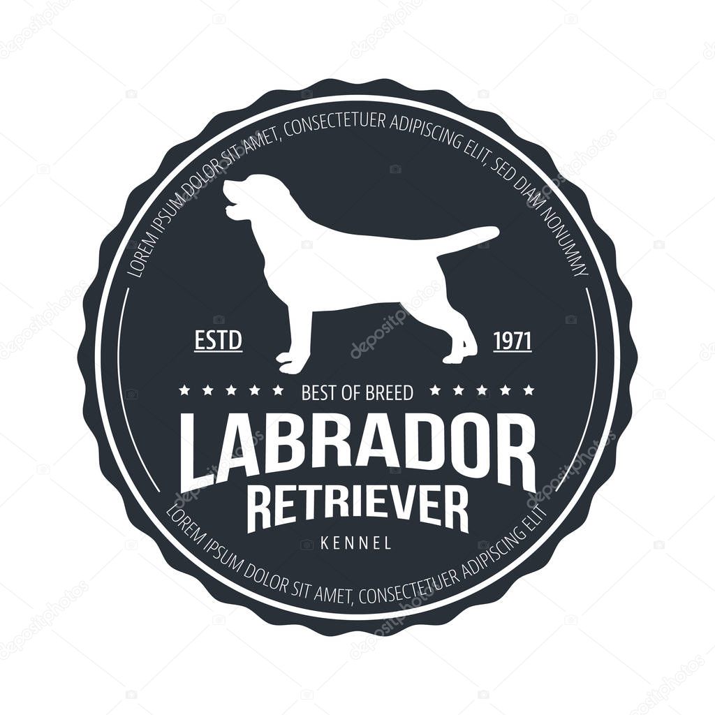 Vintage Dog Badge. Labrador retriever logo. Vector illustration.